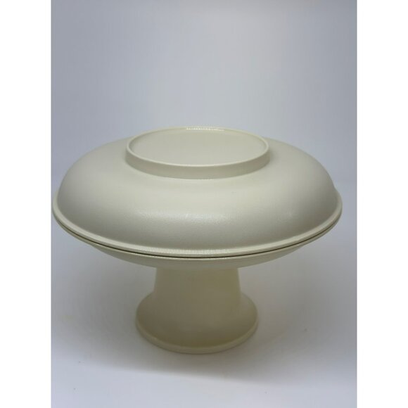 VTG Tupperware Mini Serve-It-All 5.25" Tall Cake / Pedestal Server Almond Color - Picture 2 of 9